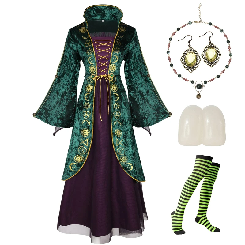 CICOCI Adult Winifred Sanderson Costumes For Women Plus Size Witch Winifred Teeth Cosplay Outfits Halloween