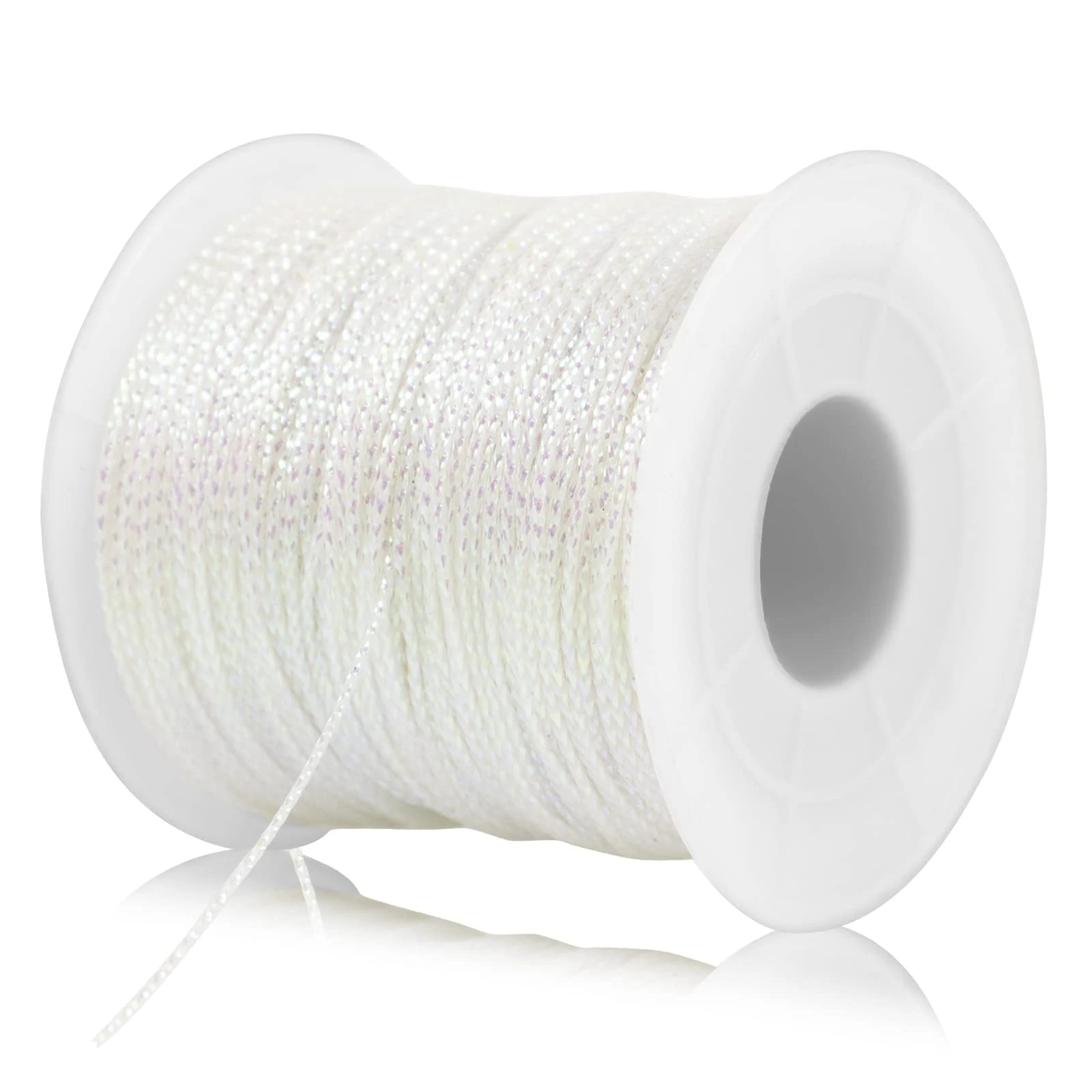 LEREATI Gold Twine String, 100m Metallic Bakers Twine Twist Ties Ornament String Polyester Thread Christmas String for Hanging Decorations, Gift Wrapping, Tags, DIY Crafts (White)