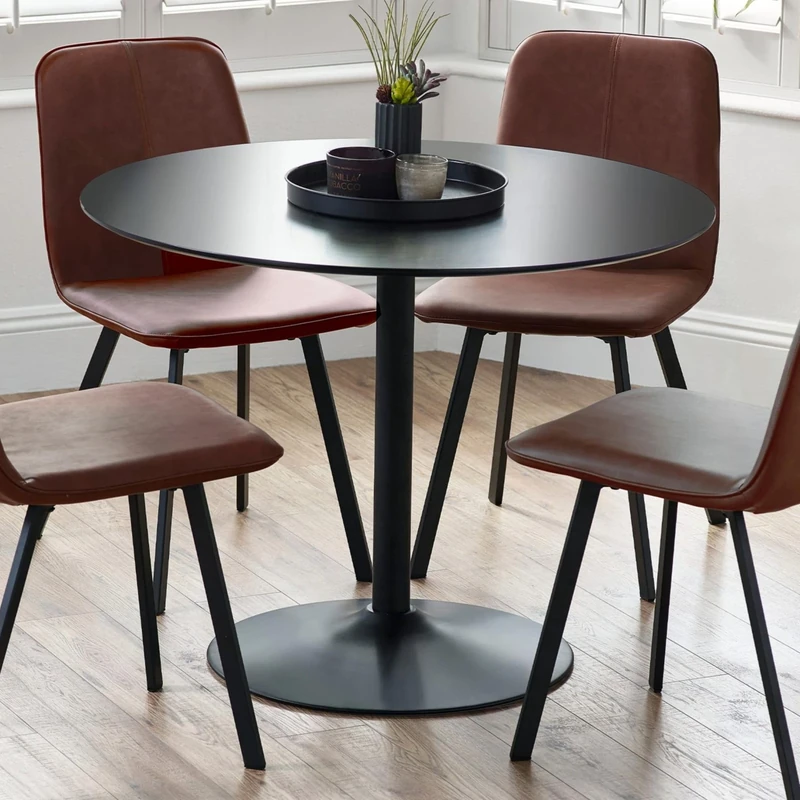 Julian Bowen Nero Round Table - Black Dining Tables