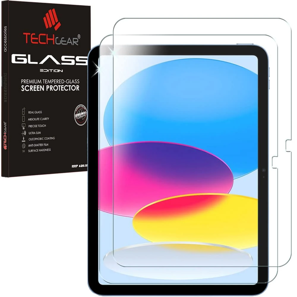 TECHGEAR 2 Pack iPad 11th (A16) & 10th Generation GLASS Screen Protectors, Tempered Glass Screen Protector [9H] [UHD Clarity] [Scratch-Resistant] [No-Bubble] for iPad 11" 2025 / iPad 10.9" 2022