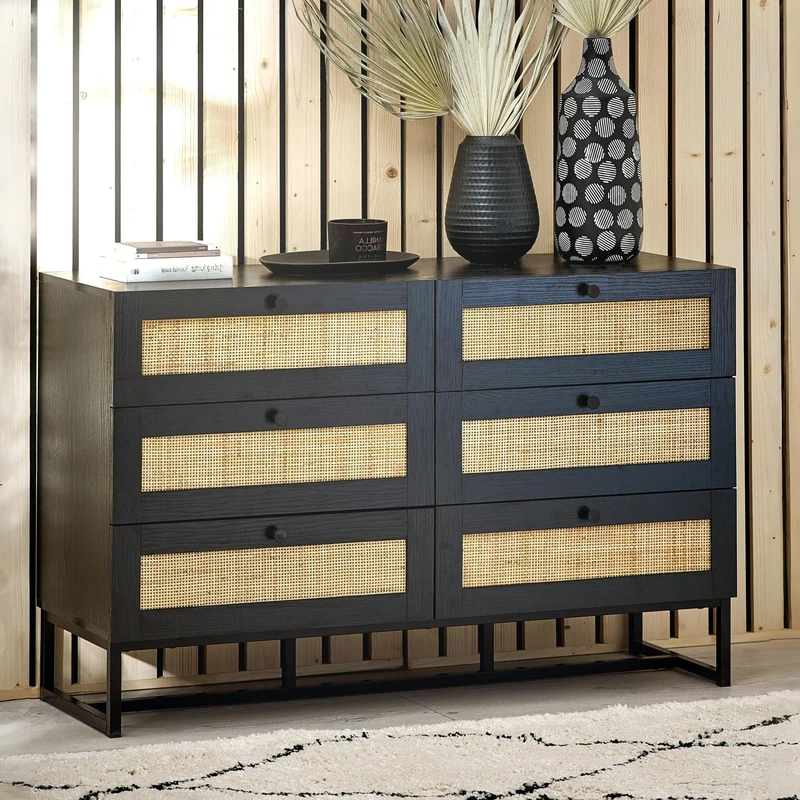 Julian Bowen Padstow 6 Drawer Chest - Black Chests