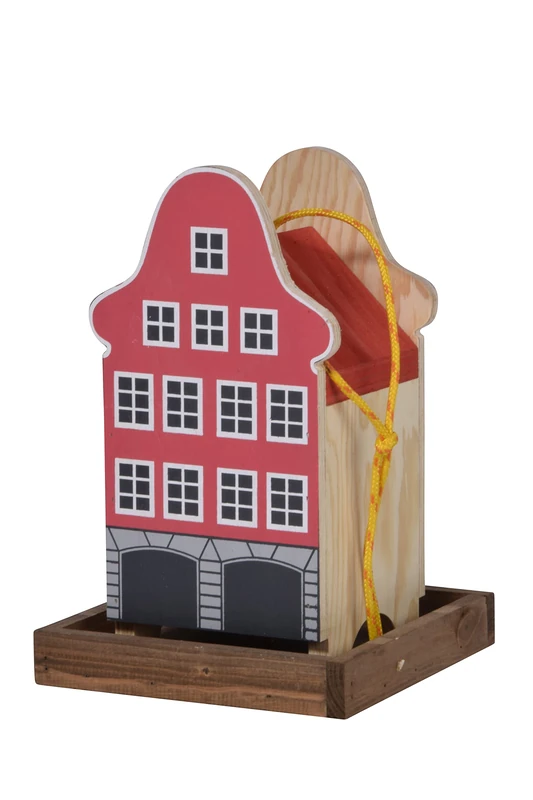 dobar® Green Label Rothenburg 27060FSCe Colourful Bird Feeder House Hanging - Small Bird Villa Multiplex Wood - Bird Feeder with Feeding Silo - Bird House for Hanging - 19 x 19 x 30 cm - Pink - Image 1