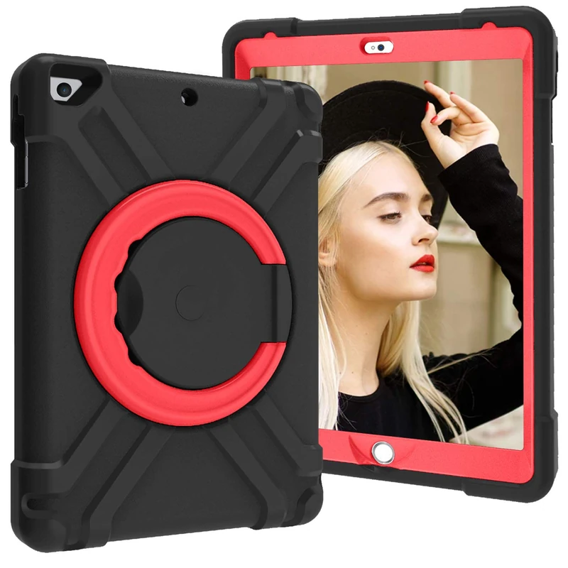 iPad 6th Generation Case, iPad 5th Generation Case, iPad 9.7 Case, Hybrid Shockproof Rugged Protective Case with 360° Rotating Stand for iPad 9.7 Inch