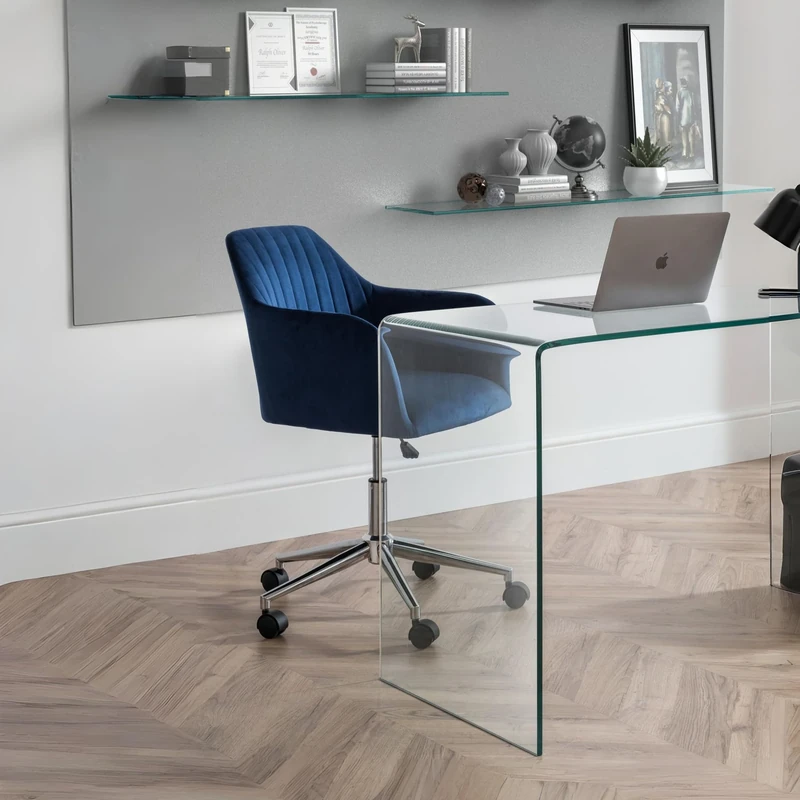 Julian Bowen Kahlo Office Chair - Blue & Chrome Chairs