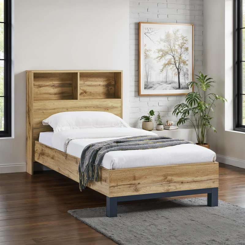 Julian Bowen Bali Bookcase Headboard Bed 90Cm