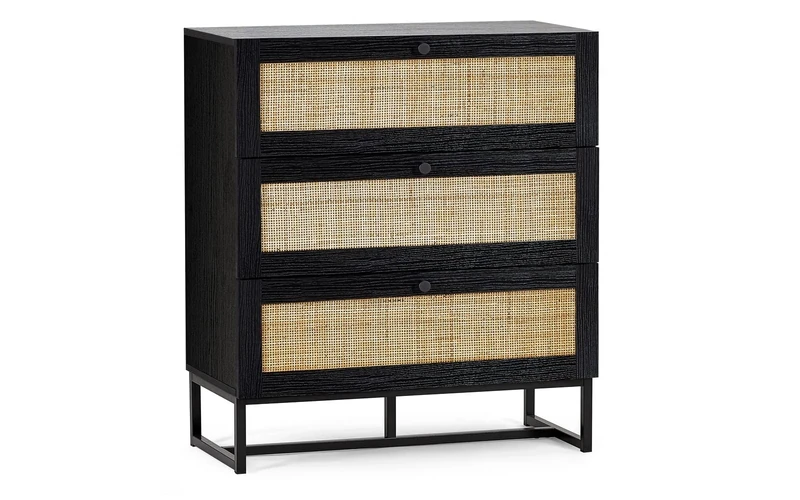 Julian Bowen Padstow 3 Drawer Chest - Black Chests