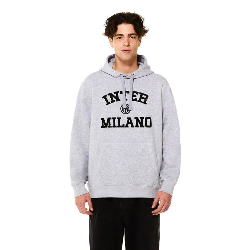 Inter FC Internazionale Milano S.p.A Hooded Sweatshirt, Unisex-Adult, Official Product, Back to Stadium Collection, heather grey, XXL