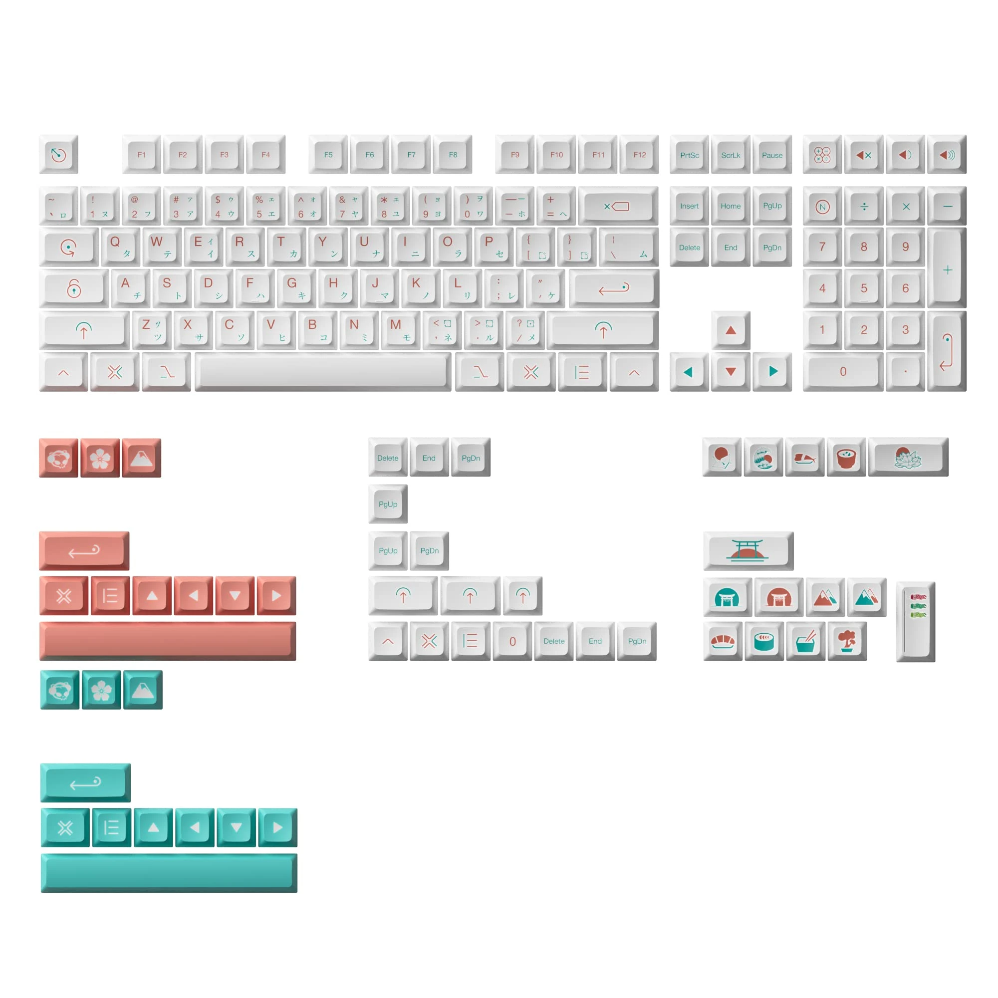 Akko Custom Keycaps Set for Mac Windows Mechanical Keyboards, Red Fuji Themed Janpanese Keycap, JDA Profile Dye-Sub PBT Key Caps with Keycap Puller for 60% 65% 75% 80% TKL Full-Sized Gaming Keyboards
