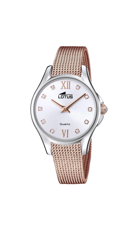 Lotus 18799/1 Women's Analogue Quartz Watch with Stainless Steel Strap, Rose Gold/Silver, Modern