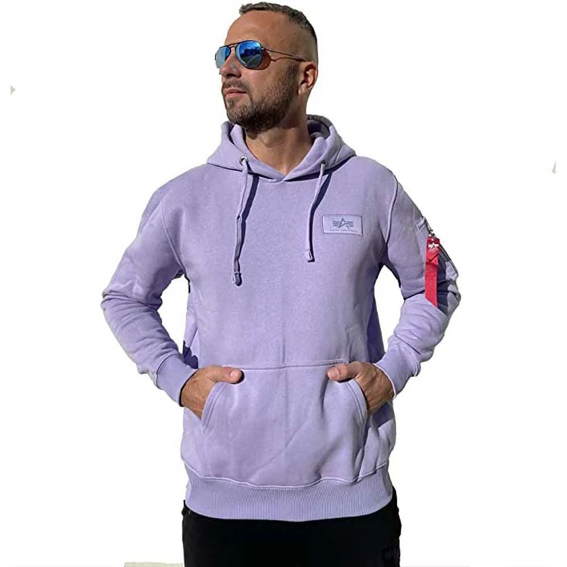 Alpha Industries Back Print Hoody Mens Hooded Sweat Pale Violet