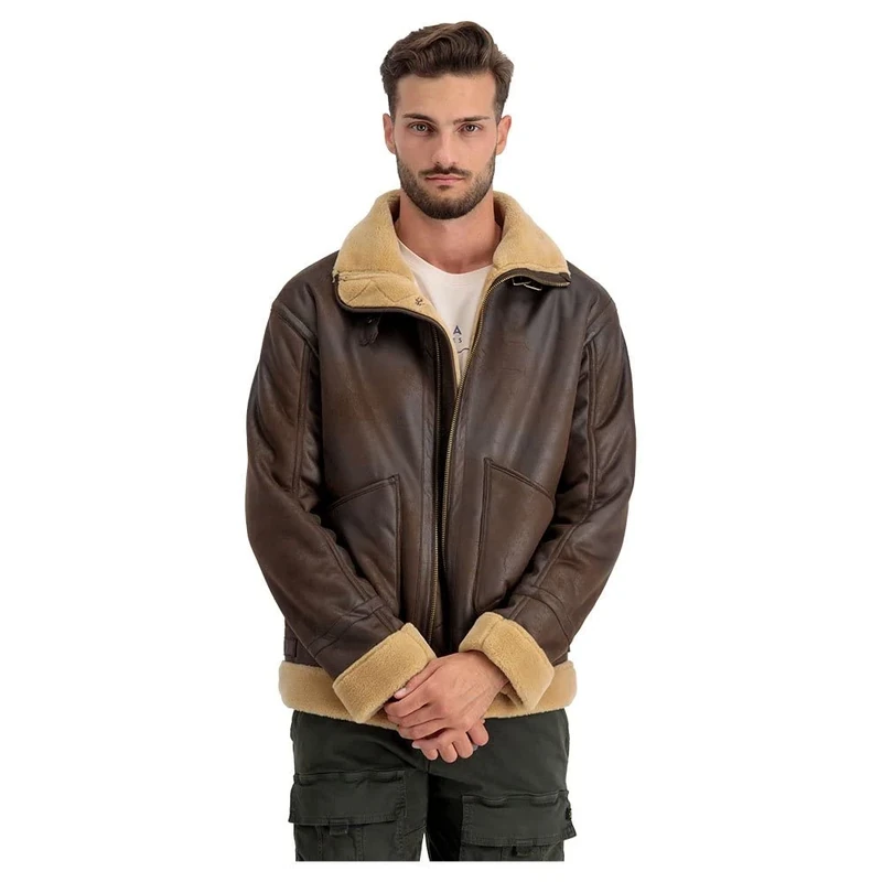 Alpha Industries B3 Arctic Winter Jacket for Men Vintage Brown