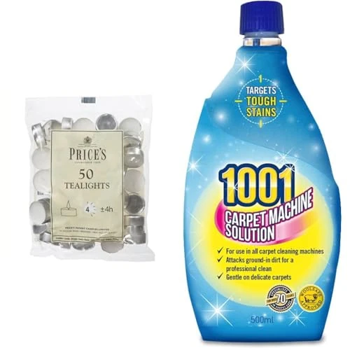 Prices Patent Candles White Tealights Bag, Pack of 50, Wax, l x 3.8cm w x 1.8cm h