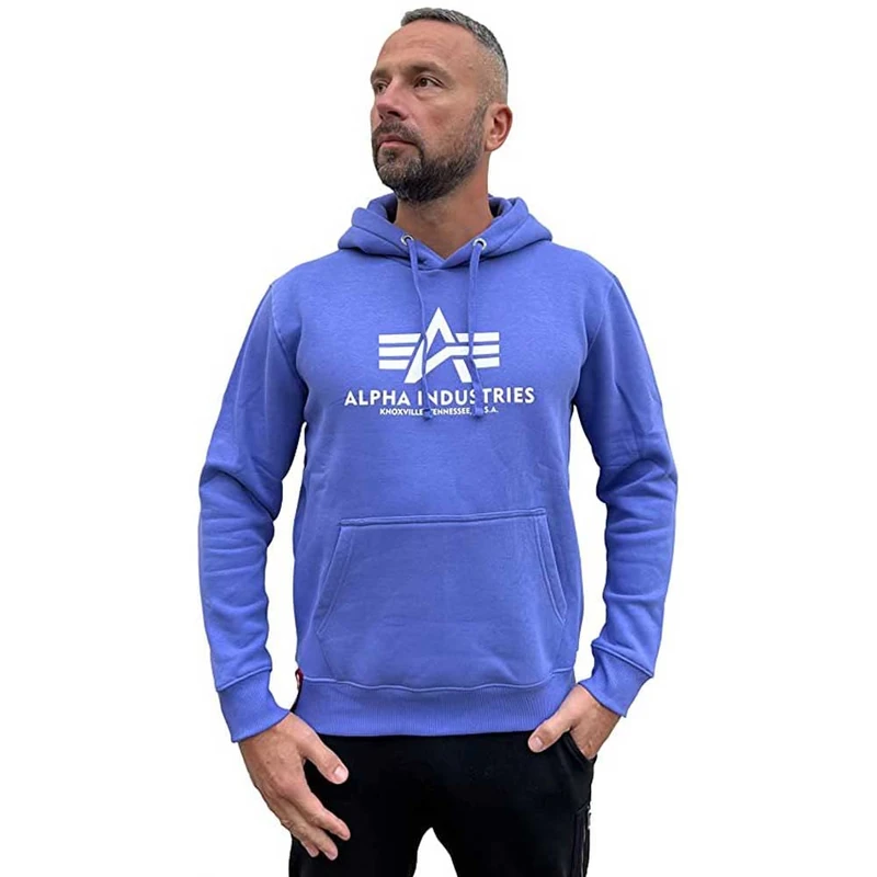 Alpha Industries Basic Hoody Hooded Sweat for Men Electric Violet