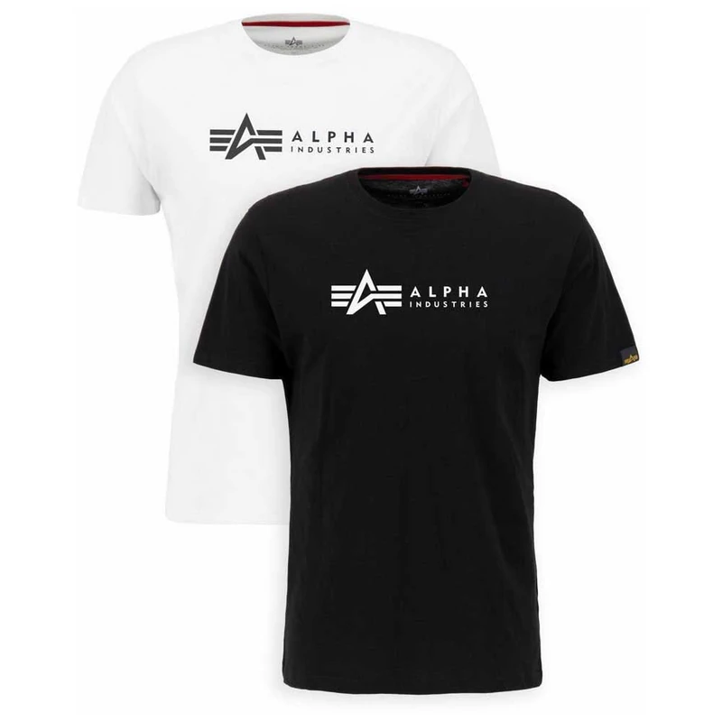 Alpha Industries T 2 Pack T-Shirt for Men Black/White