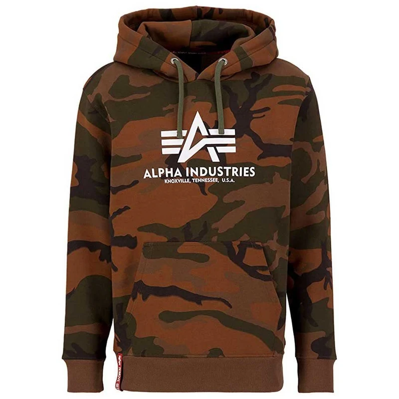 Alpha Industries Basic Hoody Camo Hooded Sweat for Men Burned