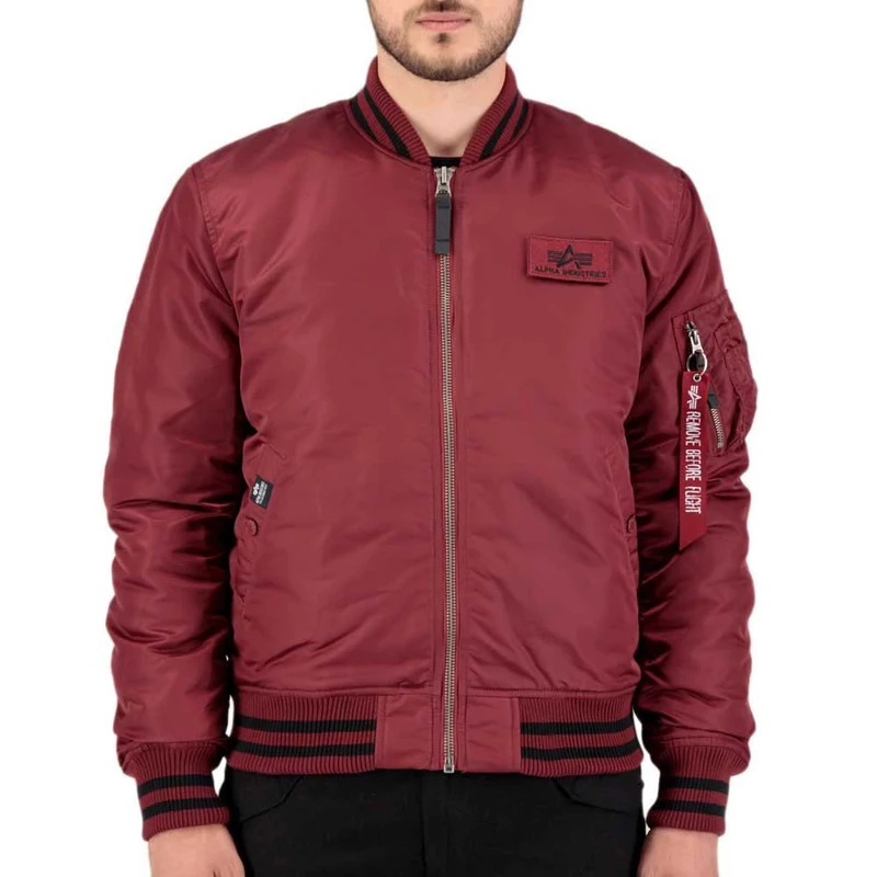 Alpha Industries Men's Alpha College FN Bomber Jacket, Burgundy, S