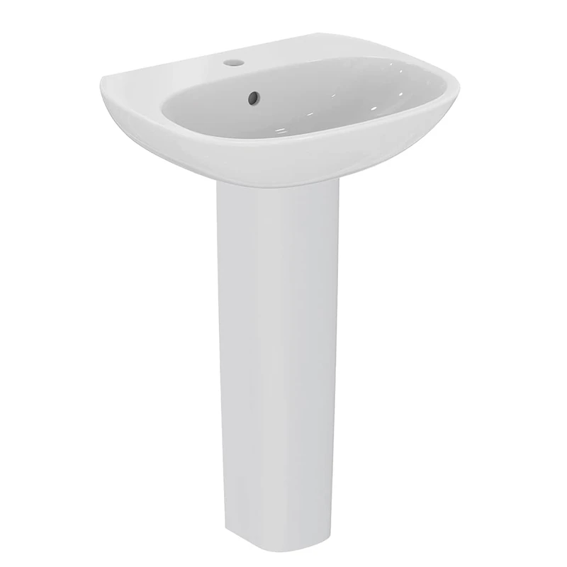 Ideal Standard Tesi 55cm Full Pedestal Bathroom Sink/Basin, 1 Tap Hole, T352301, White