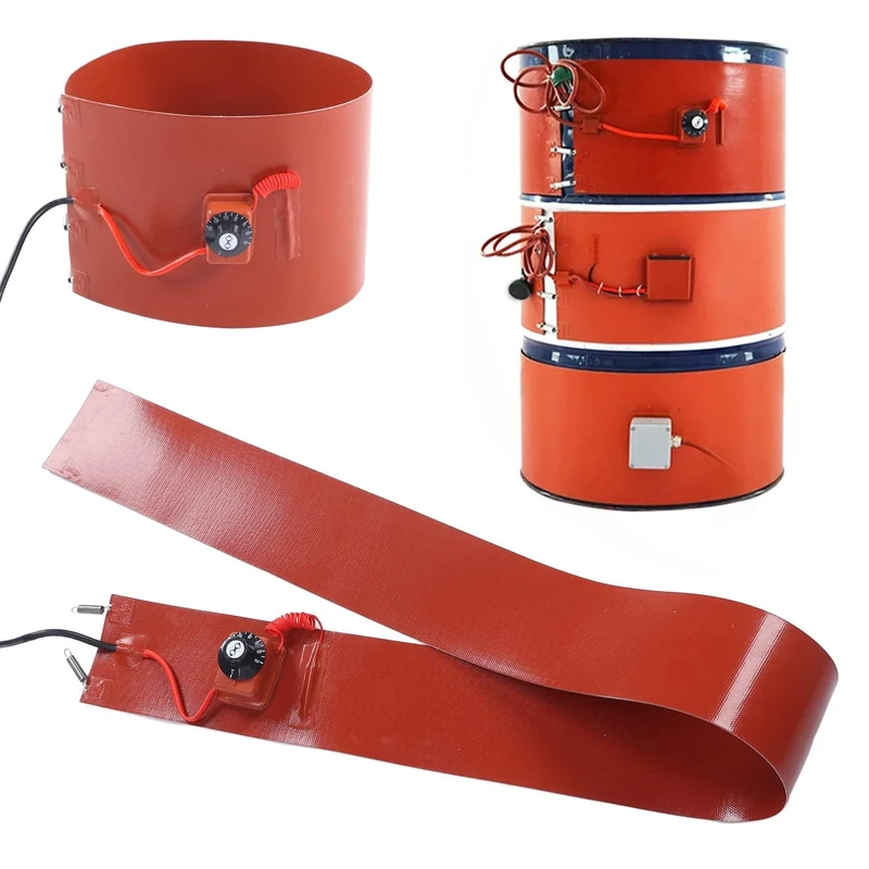 Fyearfly 1000W Metal Drum Heater, UK Standard 200L(44-Gallon) Oil Drum Heater Silicone Pad 30‑150℃ Temperature Adjustable, Barrel Warmer Heating Band Belt UK-Plug (125 * 1740mm 1000W)