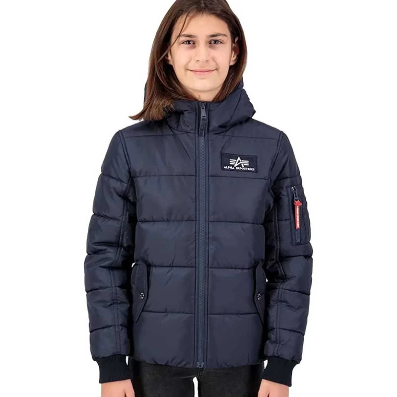 Alpha Industries Hooded Puffer Winter Jacket for Kids and Teens Rep.Blue