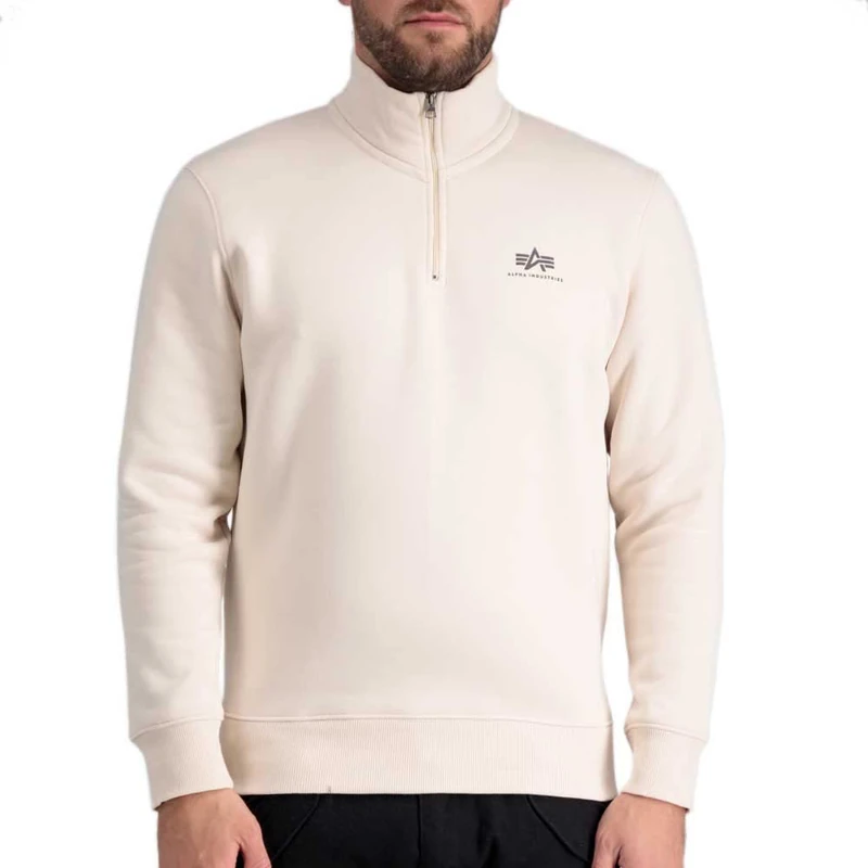 Alpha Industries Half Zip SL Sweatshirt for Men Jet Stream White