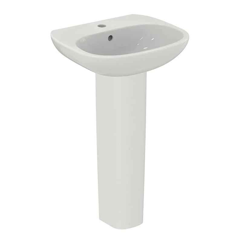 Ideal Standard Tesi 50cm Full Pedestal Bathroom Sink/Basin, 1 Tap Hole, T009901, White