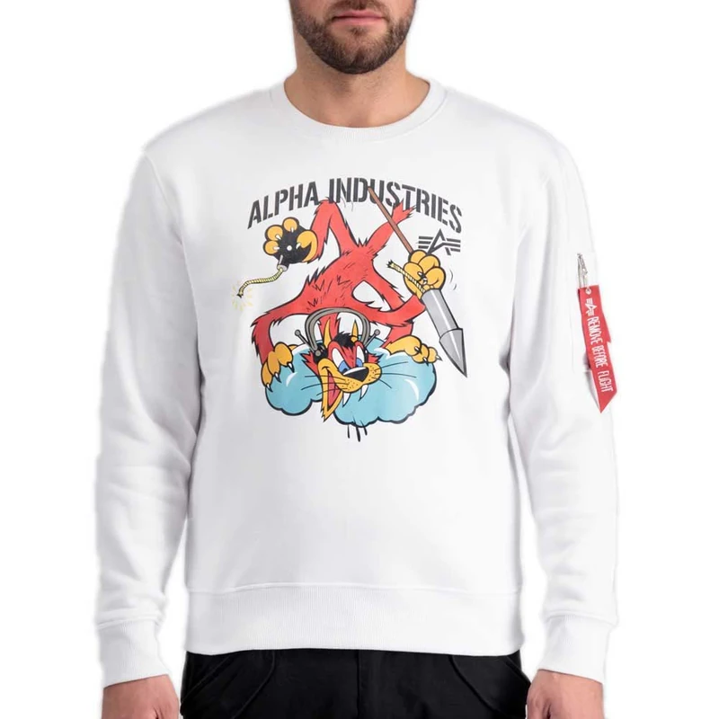 Alpha Industries Fighter Squadron Sweatshirt for Men White - Image 1