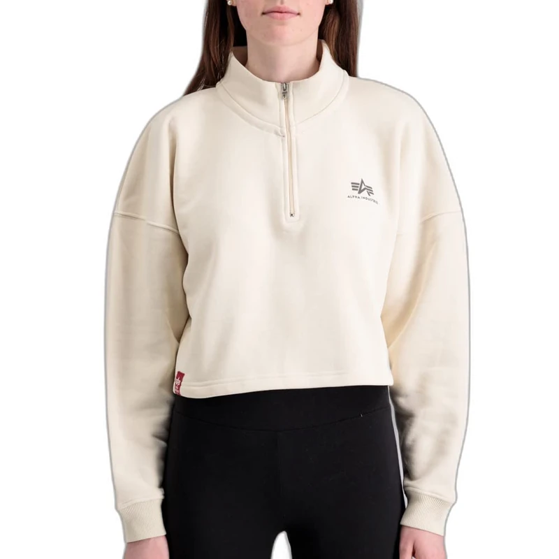 Alpha Women's Half Zip Sweater Cos Sl Wmn Casual Shorts, Jet Stream White, S