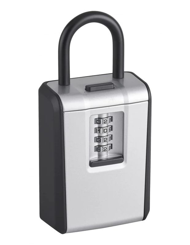 Thirard 4 Digit Key Box Combination Key Box, Removable Steel Lug, Grey/Black