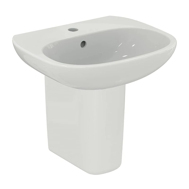 Ideal Standard Tesi 50cm Semi Pedestal Bathroom Sink/Basin, 1 Tap Hole, T009901, White