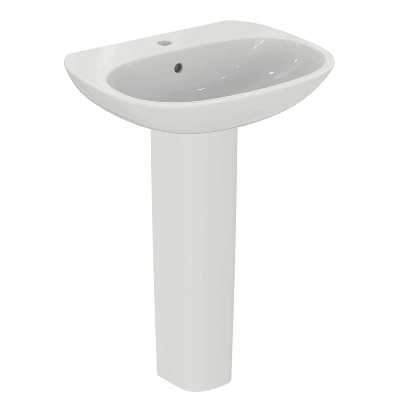 Ideal Standard Tesi 60cm Full Pedestal Bathroom Sink/Basin, 1 Tap Hole, T352201, White