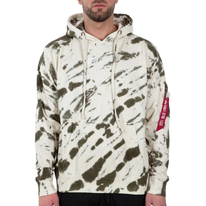 ALPHA INDUSTRIES Tie Dye Hoody Dress, Dark Olive Green, M - Image 1