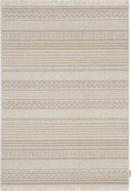 Agnella Noble Oni Carpet 100% Undyed British Wool Woven with Wilton Technology Modern Vintage Retro 80 x 160 cm Light Beige