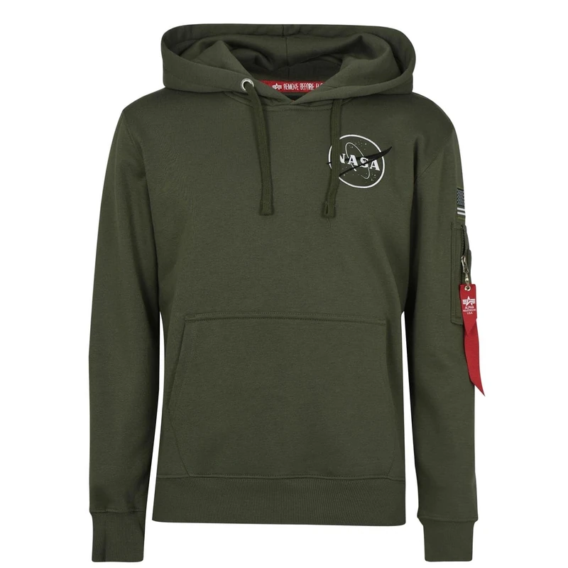 Alpha Industries Space Shuttle Hoody Hooded Sweat for Men Dark Olive