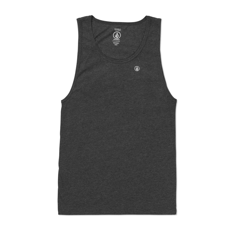 Volcom Men's Solid Tank T-Shirt, Dark Black Heather-New, S