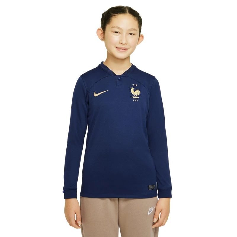 NIKE France DN0788 Season 2022/23 Official T-Shirt Men's Midnight Navy/Metallic Gold XS