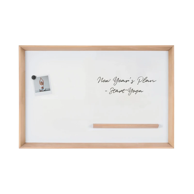 Bi-Office Inversa Magnetic Whiteboard, Drywipe Lacquered Steel Surface, Wood Pine Frame, 90 x 60 cm