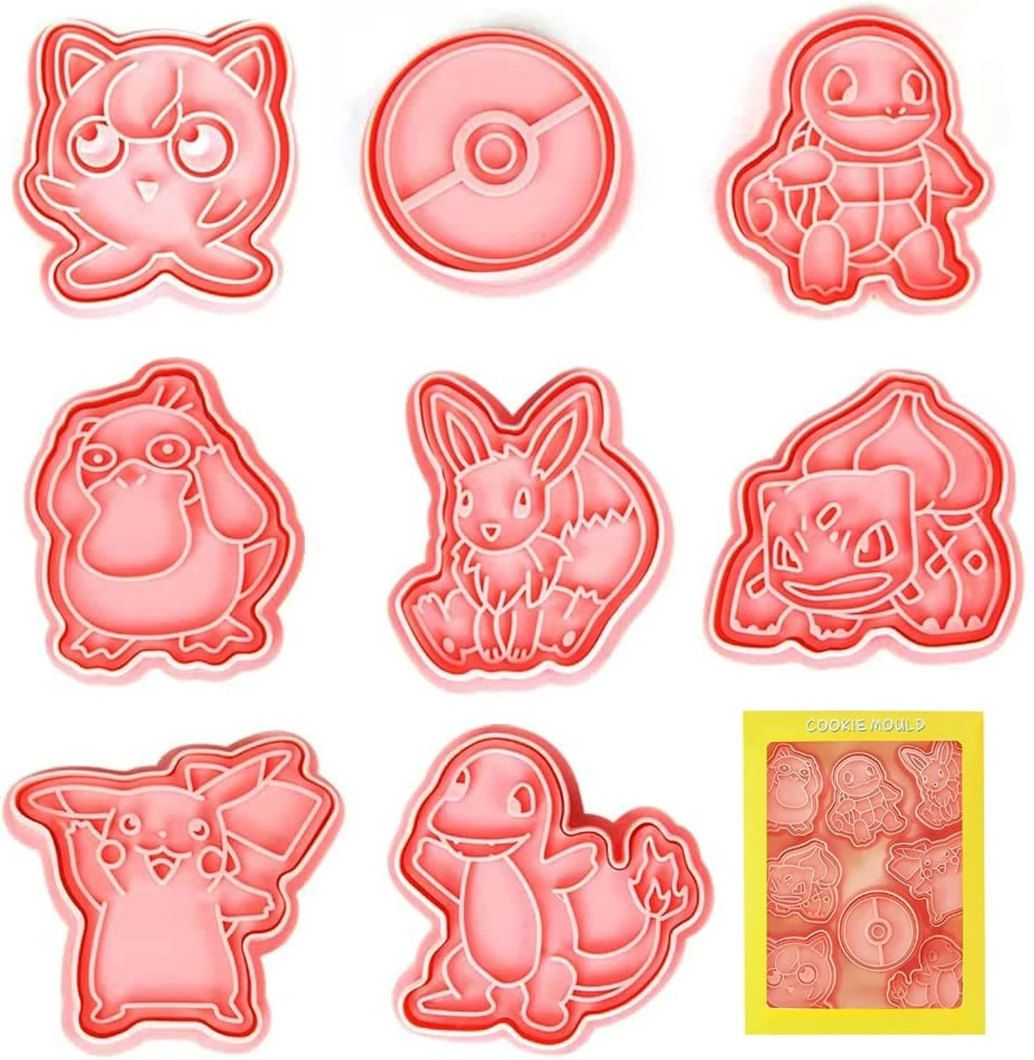 Owyee VT-991 Pack of 8 Cookie Cutters for Children for Pokemone, 3D Cartoon Cookie Cutters Christmas Cookie Cutter Animals Set, Cookie Cutter Sandwich Vegetable Bread for Baking Fondant Chocolate
