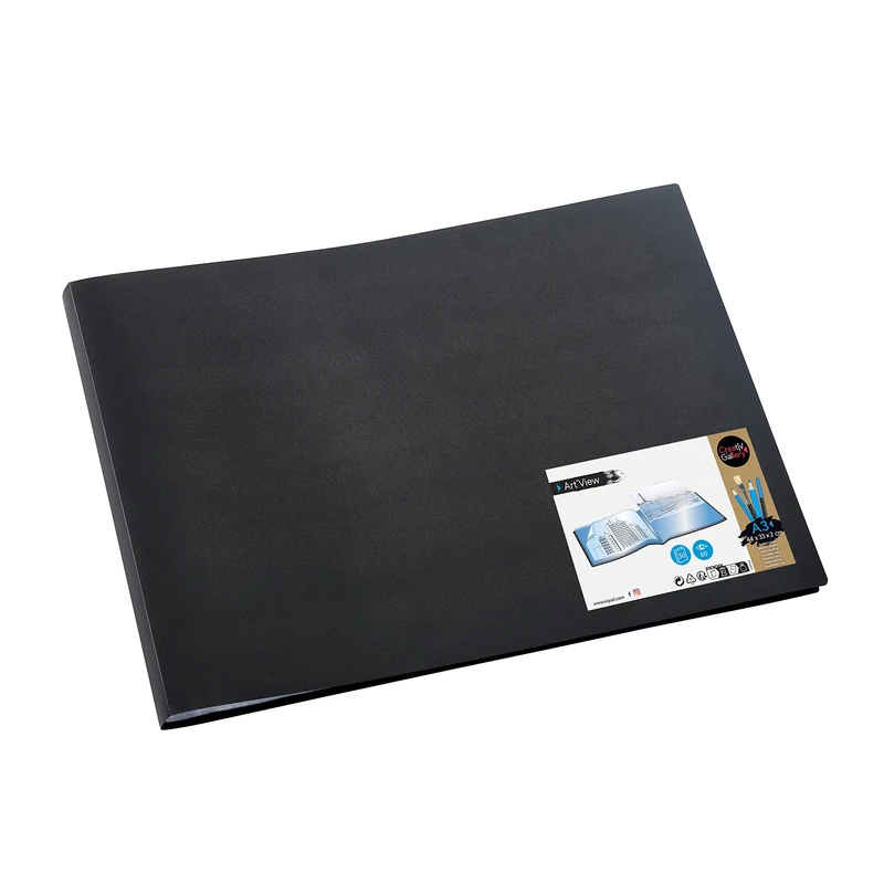 Viquel - Large Binding - A3 Document Protector - A3 Landscape Format Display Book 60 Views - 30 Pockets - Black