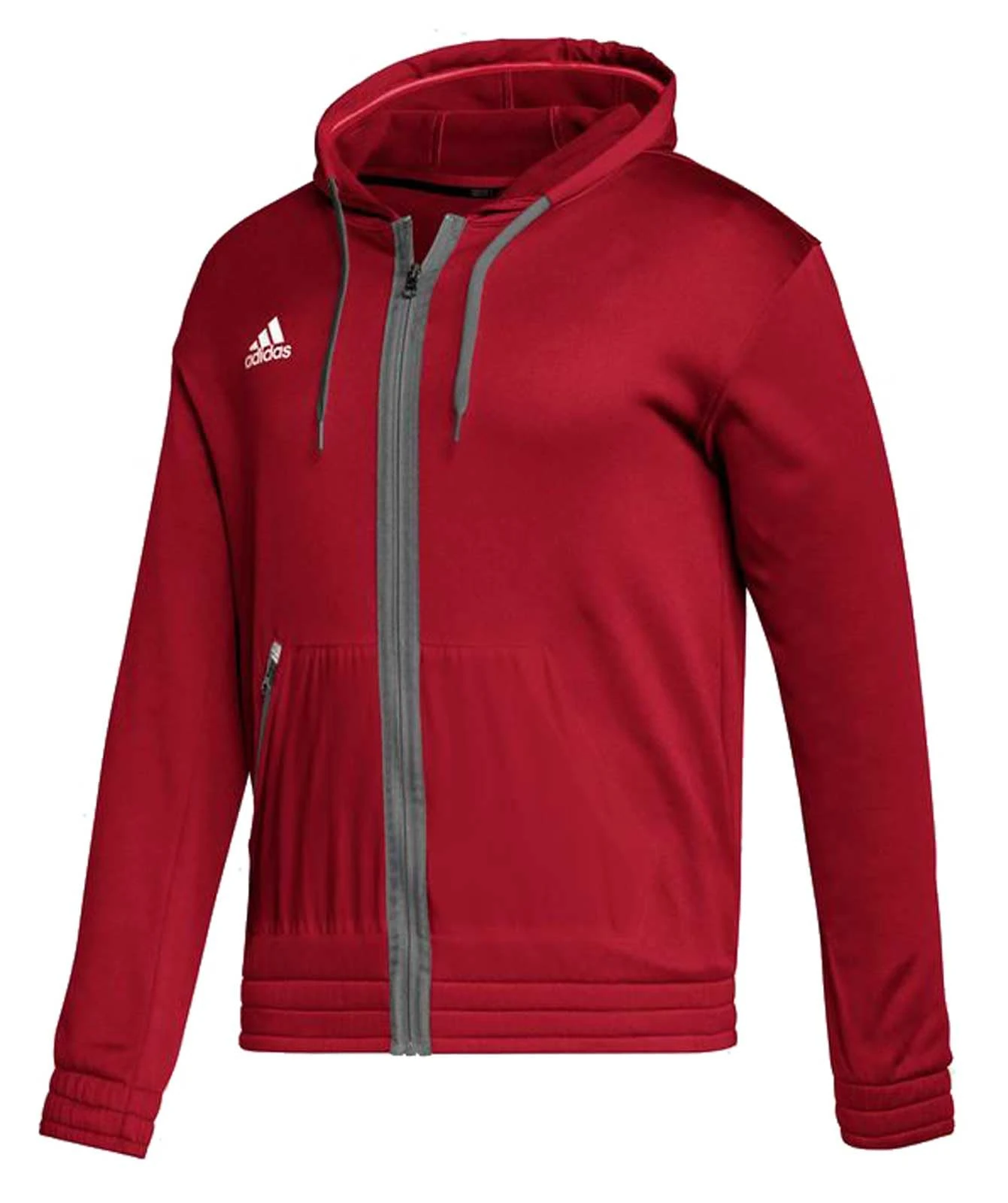 adidas Mens Team Issue Full Zip Hoodie, Team Power Red-mgh Solid Grey, L