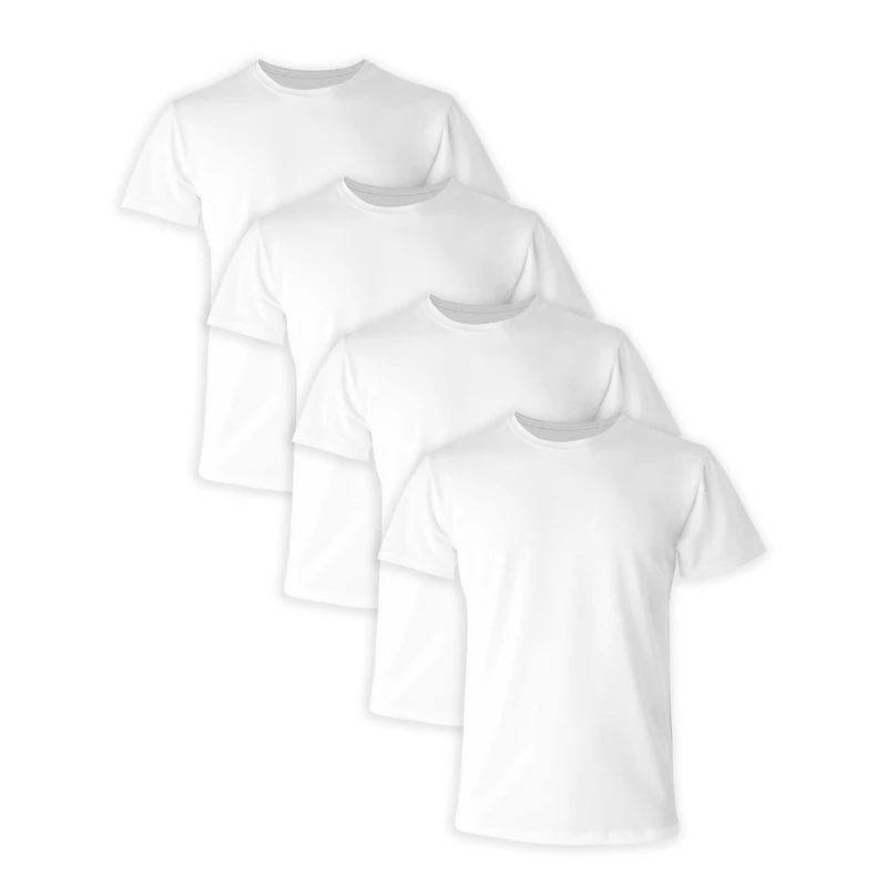 Hanes Men's Ultimate Comfort Fit Undershirt, Crewneck Stretch-Cotton T-Shirt, 4-Pack Underwear, White-4 Pack, Medium