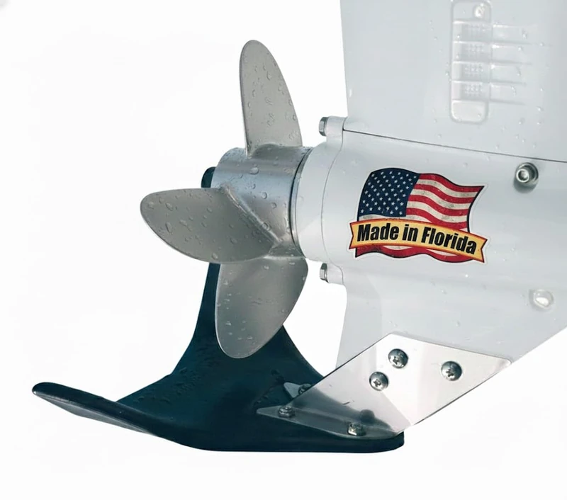 Hydro-Shield R-45 Hydrofoil Boat Stabilizer for 8-100 HP Motors - Skeg-Mounted Thermoplastic Shield with Stainless Steel Mounting Brackets - Standard Size Fin for Boats Under 18 Feet