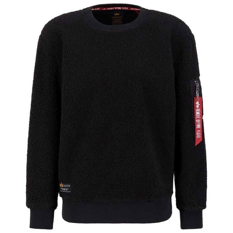 Alpha Industries Men's Teddy Sweatshirt, Black, S