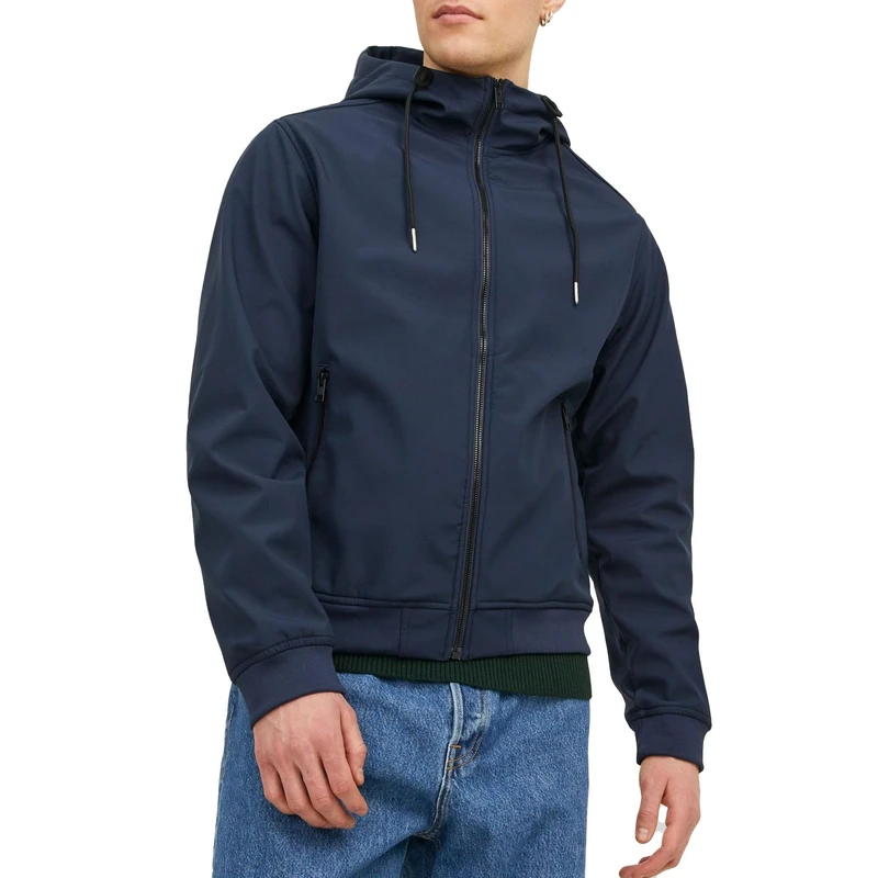 JACK & JONES JJEBASIC Men's Softshell Hood NOOS Jacket, Navy Blazer, L, Blazer navy, L