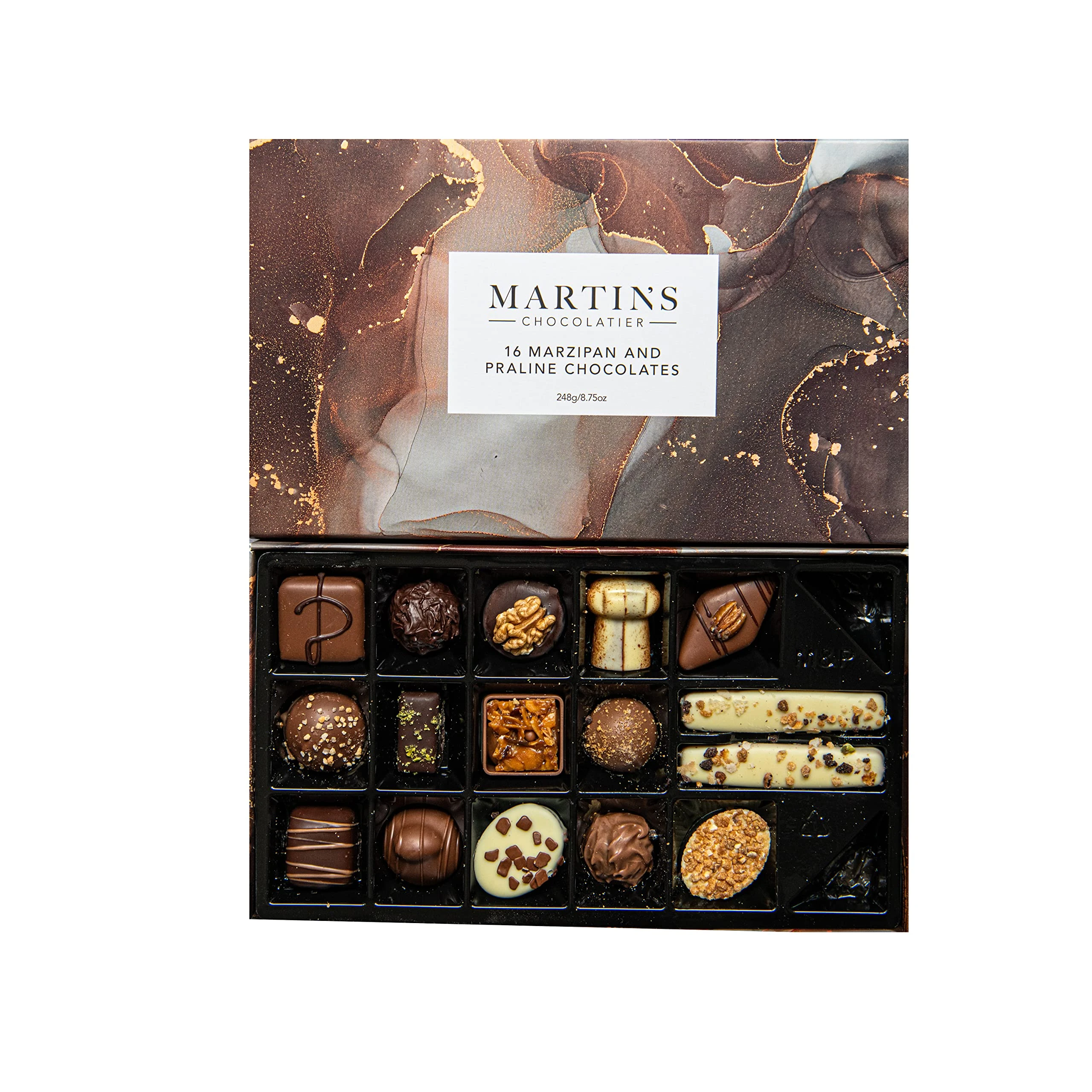 Martins Chocolatier Marzipan & Praline Signature Collection | 16 Luxury Chocolates Gift Box | Milk, White, Dark Belgian Chocolate Assortment for Christmas, Birthdays, Anniversary & Celebrations (248g)