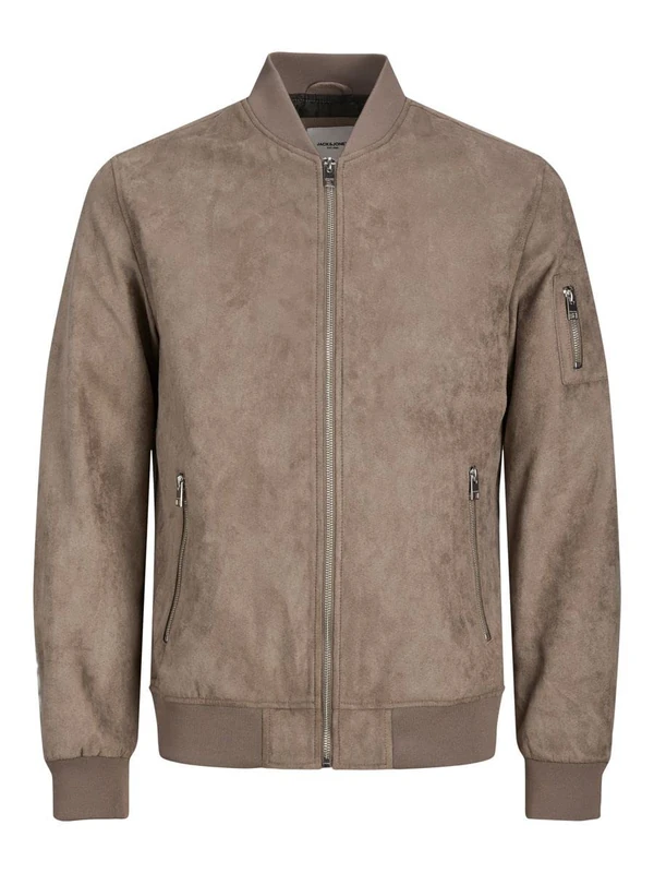 JACK & JONES Mens Faux Suede Bomber Jacket Falcon L