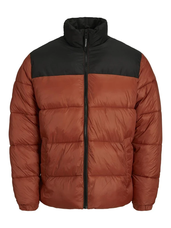 JACK & JONES Men's Jjetoby Puffer Collar Sn Puffer Jacket, Picante/detail: black blocking, L