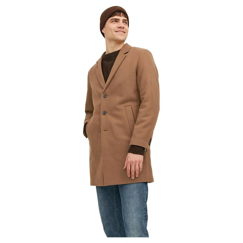 JACK & JONES Men's Jjemorrison Wool Coat Sn, Khaki, L