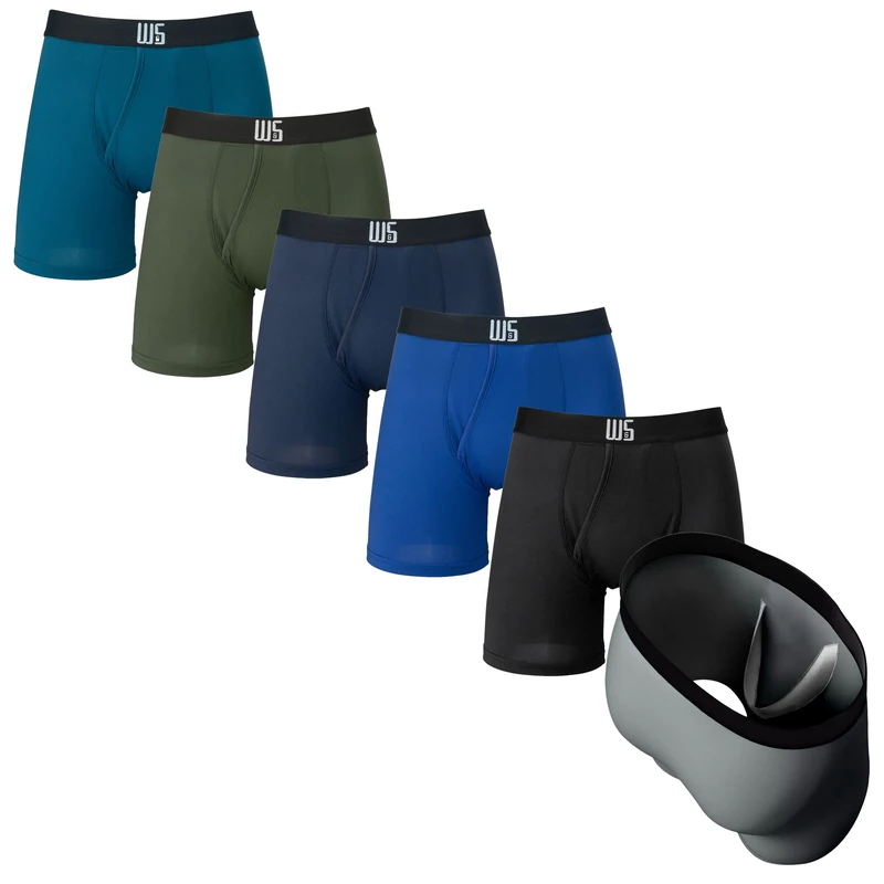 Warriors & Scholars | Boxer Briefs With Pouch | Man Underwear W/Chafe Safe Pouch | Mens boxer briefs| Printed Briefs | 6 pack, Pack Am30fbp, Large - Image 1