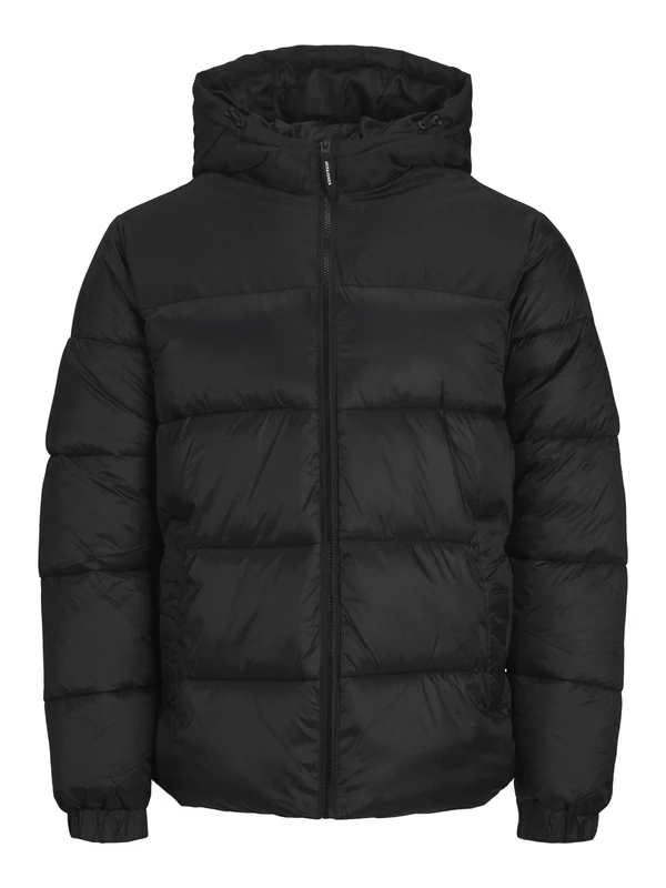 JACK & JONES Men's Jjerecycle Raw Puffer Hood Noos Jacket, Black, XL