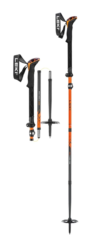 LEKI Sherpa FX Carbon Strong Ski Poles - Orange-Denim Blue, 120-140 cm